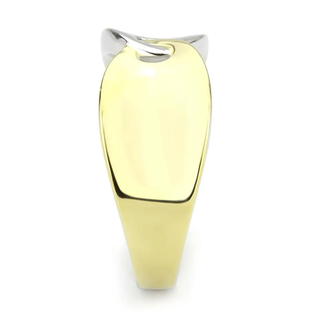 Two-Tone IP Gold (Ion Plating) Stainless Steel Ring with No Stone for Women Style TK3630