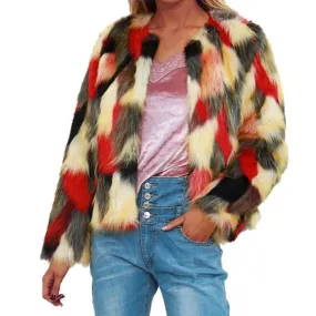 Warm Colorful Faux Fur Chic Jacket