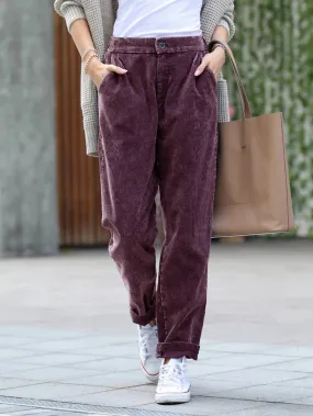 WASHED CORDUROY PLEATED PANTS