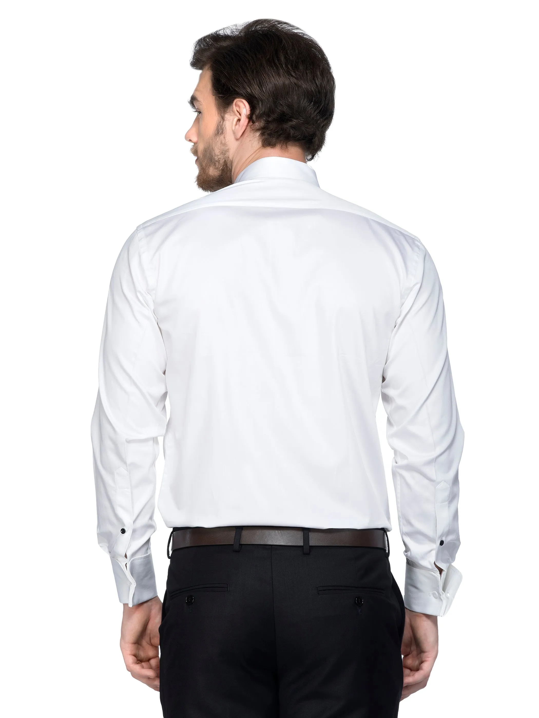 White Cotton Wing Collar Tuxedo Shirt