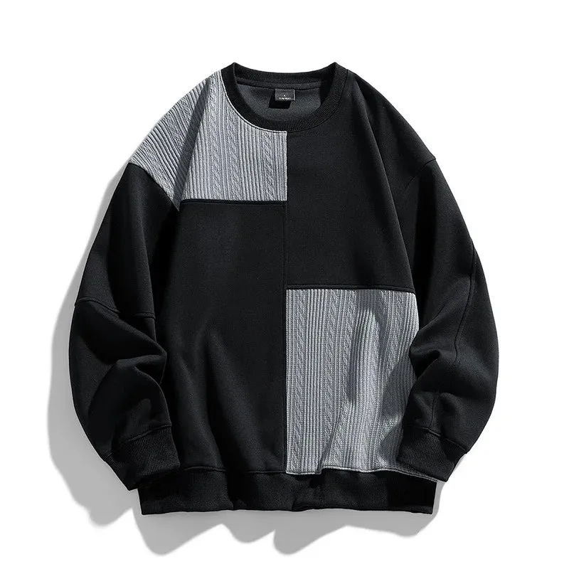 WIAOFELLAS  -  Autumn/Winter New Men's Fashion Contrast Loose Round Neck Pullover Sweater