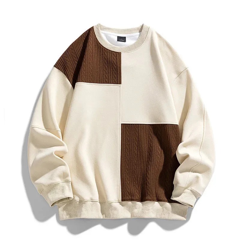 WIAOFELLAS  -  Autumn/Winter New Men's Fashion Contrast Loose Round Neck Pullover Sweater