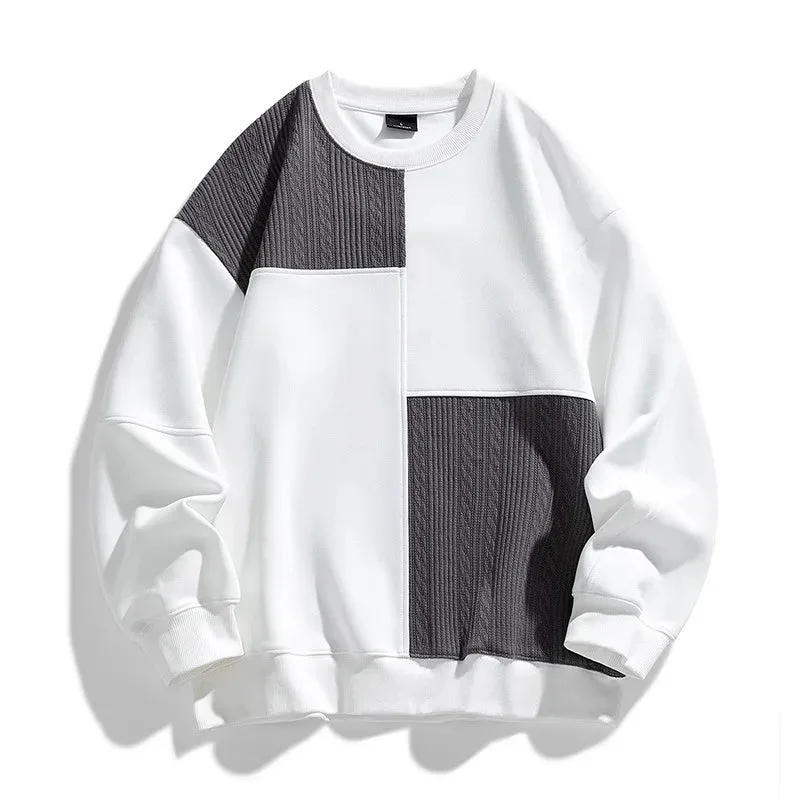 WIAOFELLAS  -  Autumn/Winter New Men's Fashion Contrast Loose Round Neck Pullover Sweater