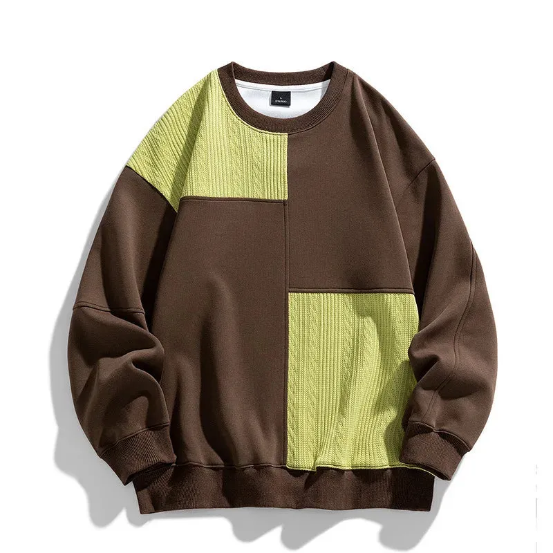 WIAOFELLAS  -  Autumn/Winter New Men's Fashion Contrast Loose Round Neck Pullover Sweater