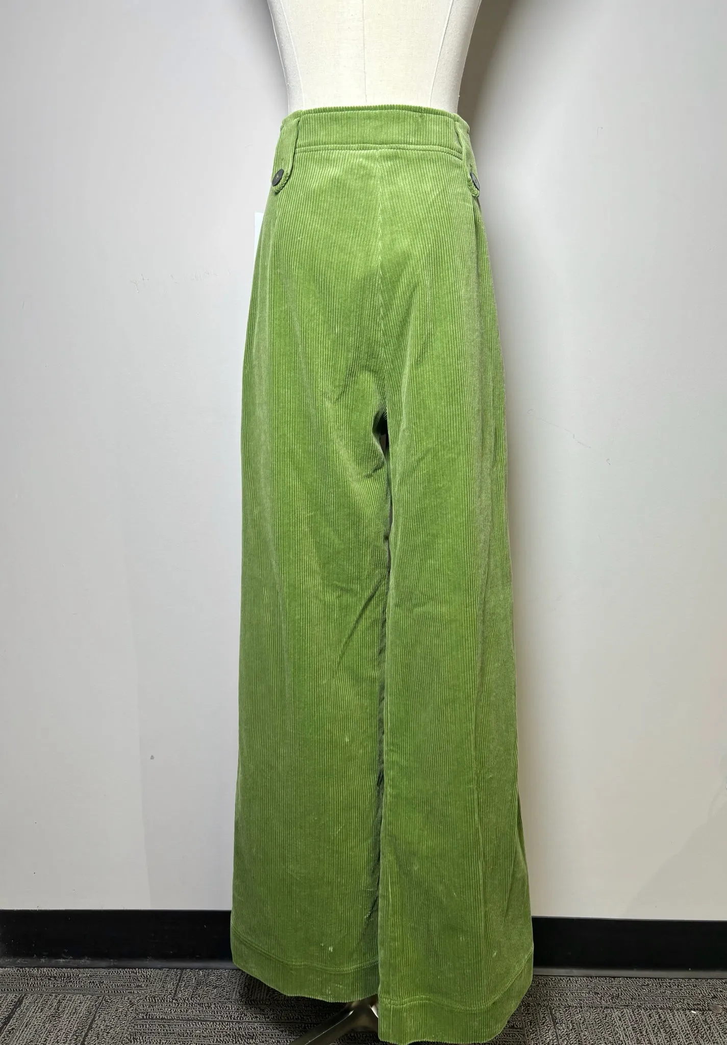 Women Size L Sezane Moss Green Solid Corduroy Wide Leg Pants