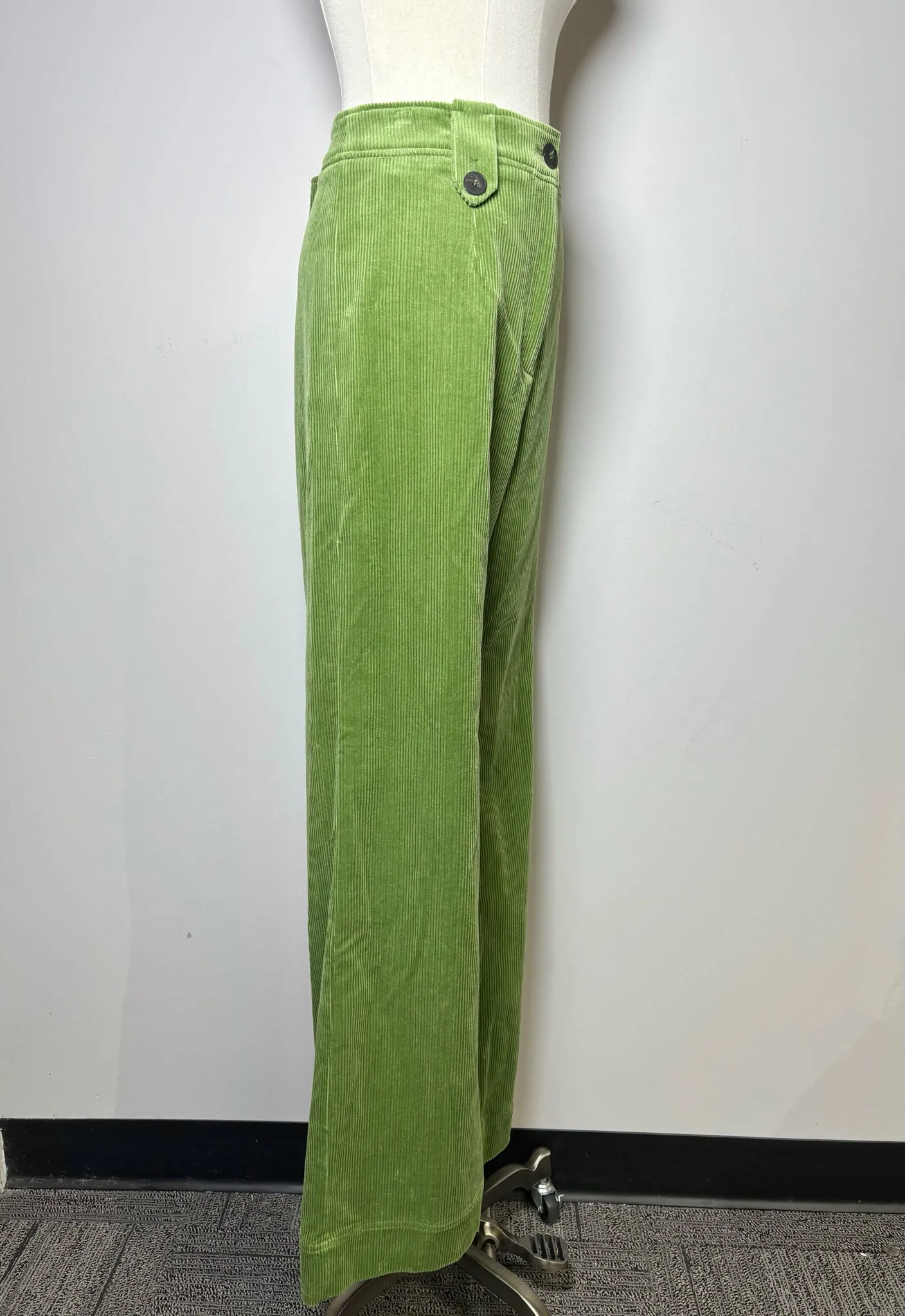Women Size L Sezane Moss Green Solid Corduroy Wide Leg Pants