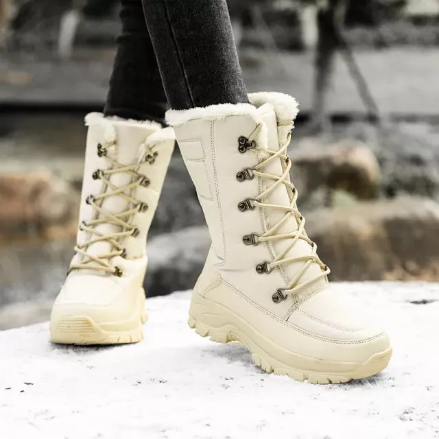 Women Winter Boots Waterproof Winter Mid-Calf Snow Boots Women