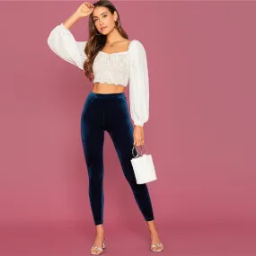 Women's Autumn Elastic-Waist Velvet Leggings