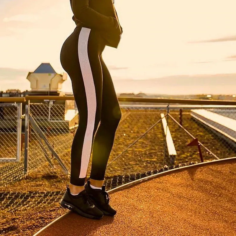 Women's Coloured Leggings With Strip