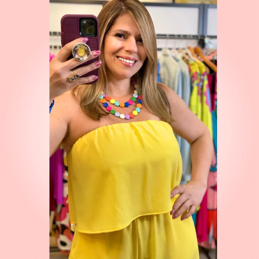 Yellow Strapless Jumpsuit